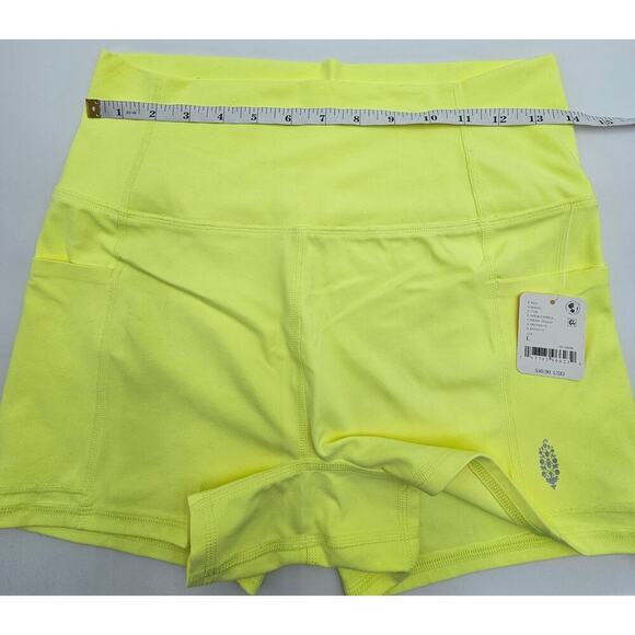 FP Movement Women's L Never Better Sour Citrus Neon Yellow Run Shorts NWT - Picture 6 of 7